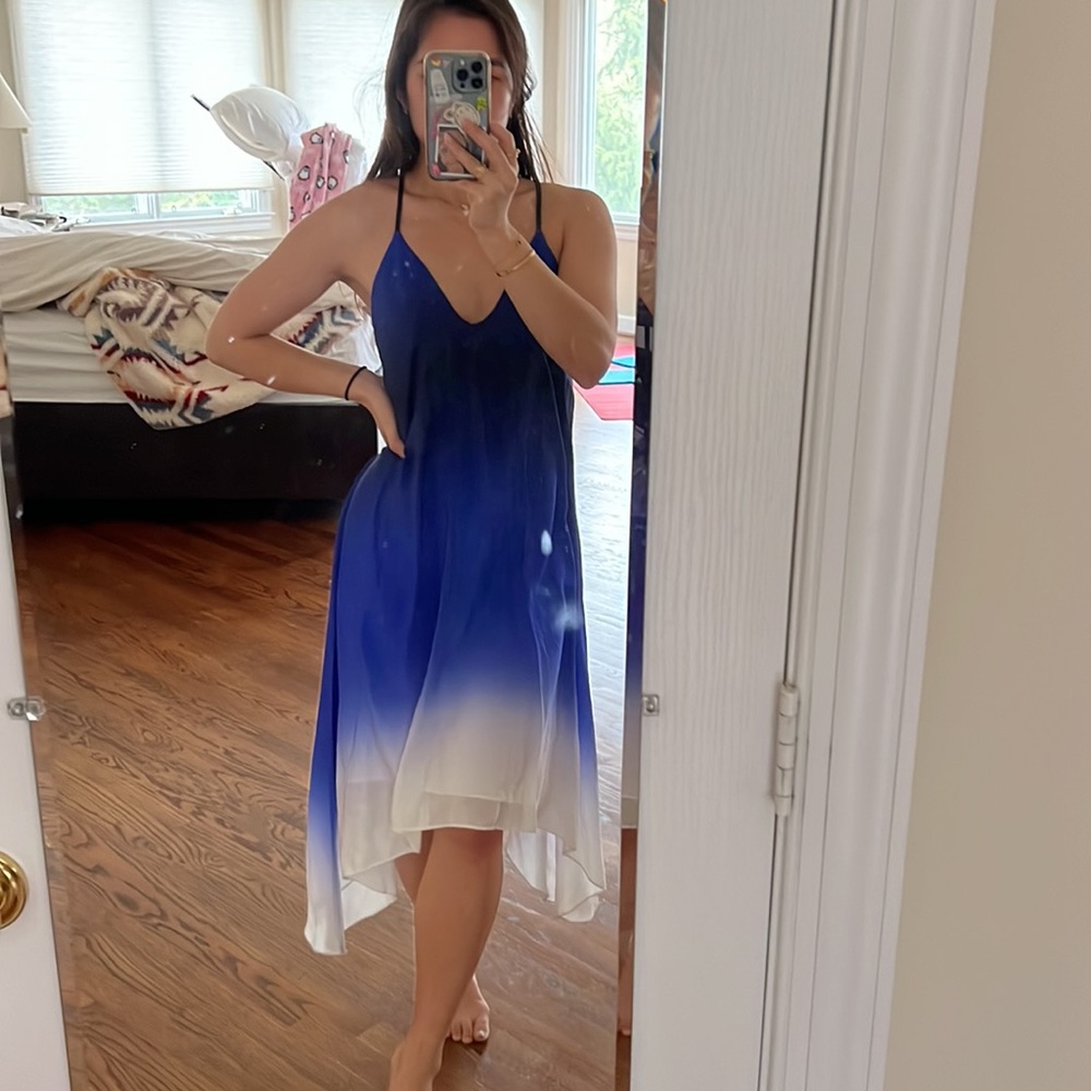 SEND OFFERS Milly Blue Ombre High-Low Sleeveless Dress